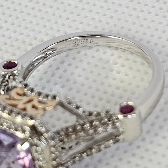 Genuine Carol Brodie Rarities Amethyst & Rubies Sterling Silver Ring Size 9! - Picture 16 of 16